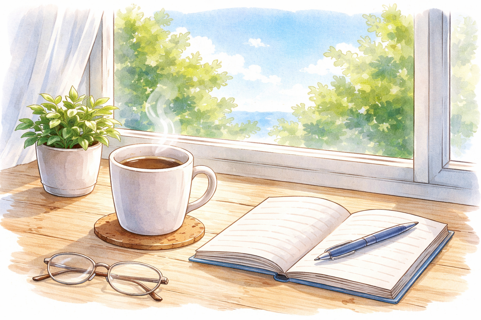 少し立ち止まって、電話をかけた朝