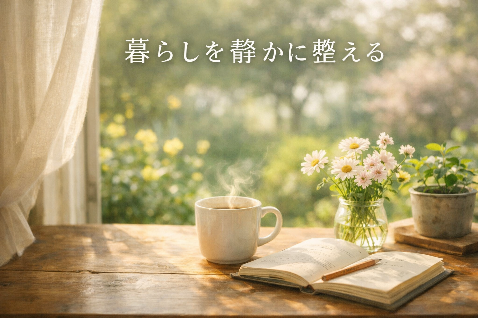 まだ少し冷たい朝の空気と、やわらかな春の光。心が揺れる日も、こうして静かに整えていく。そんなひとときを切り取った一枚。